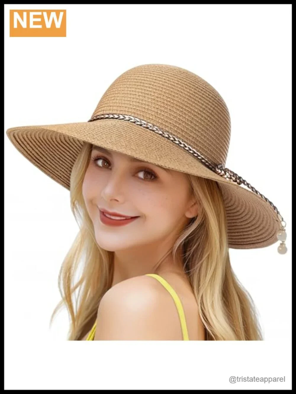 UPF 50+ Straw Sun Hat Women Wide Brim Packable Beach